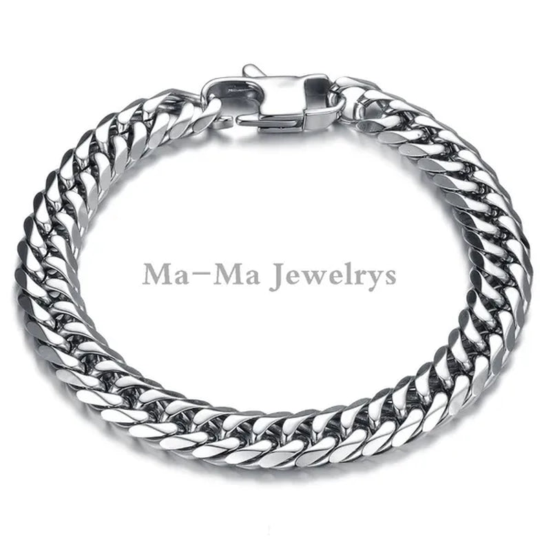 16/19/21Mm Heavy Stainless Steel Bracelet or Necklace Silver Cuban Curb Chain Bracelet Bangle 7"-11" Necklace 16"-24"