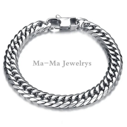 16/19/21Mm Heavy Stainless Steel Bracelet or Necklace Silver Cuban Curb Chain Bracelet Bangle 7"-11" Necklace 16"-24"