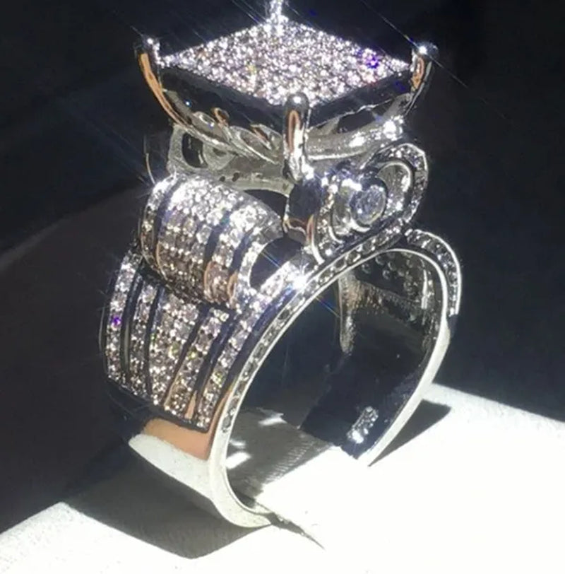 Deluxe Promise Silver Pave Setting AAAAA Cz Diamond Engagement Band Rings for Women Men Wedding Jewelry Gift