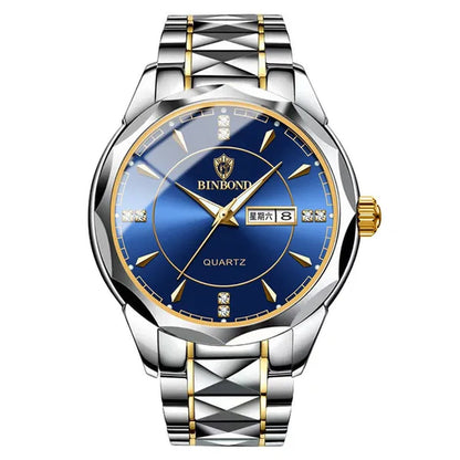 BINBOND Men's Fashion Quartz Watches Ultra Thin Diamond Stainless Steel Watch Waterproof Luminous Wrist Watch