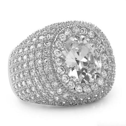 Business Men'S Fashion Luxury Simple Natural White Sapphire Ring Wedding Engagement Party Jewelry