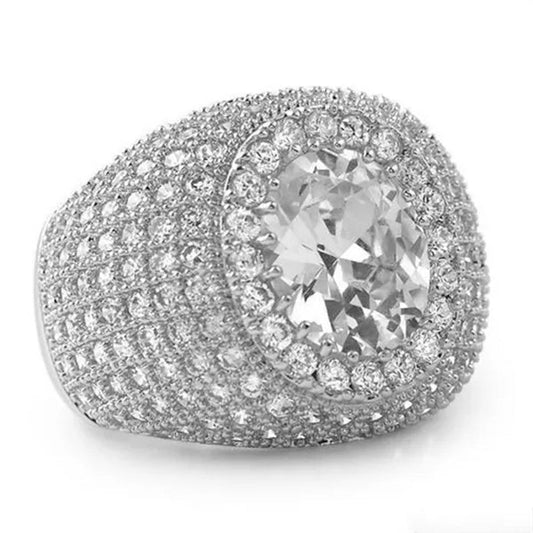 Business Men'S Fashion Luxury Simple Natural White Sapphire Ring Wedding Engagement Party Jewelry