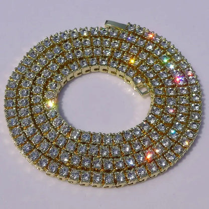 1 Row 24" 30" Gold/Silver Iced Out Bling Necklace Men's Hip Hop Chain
