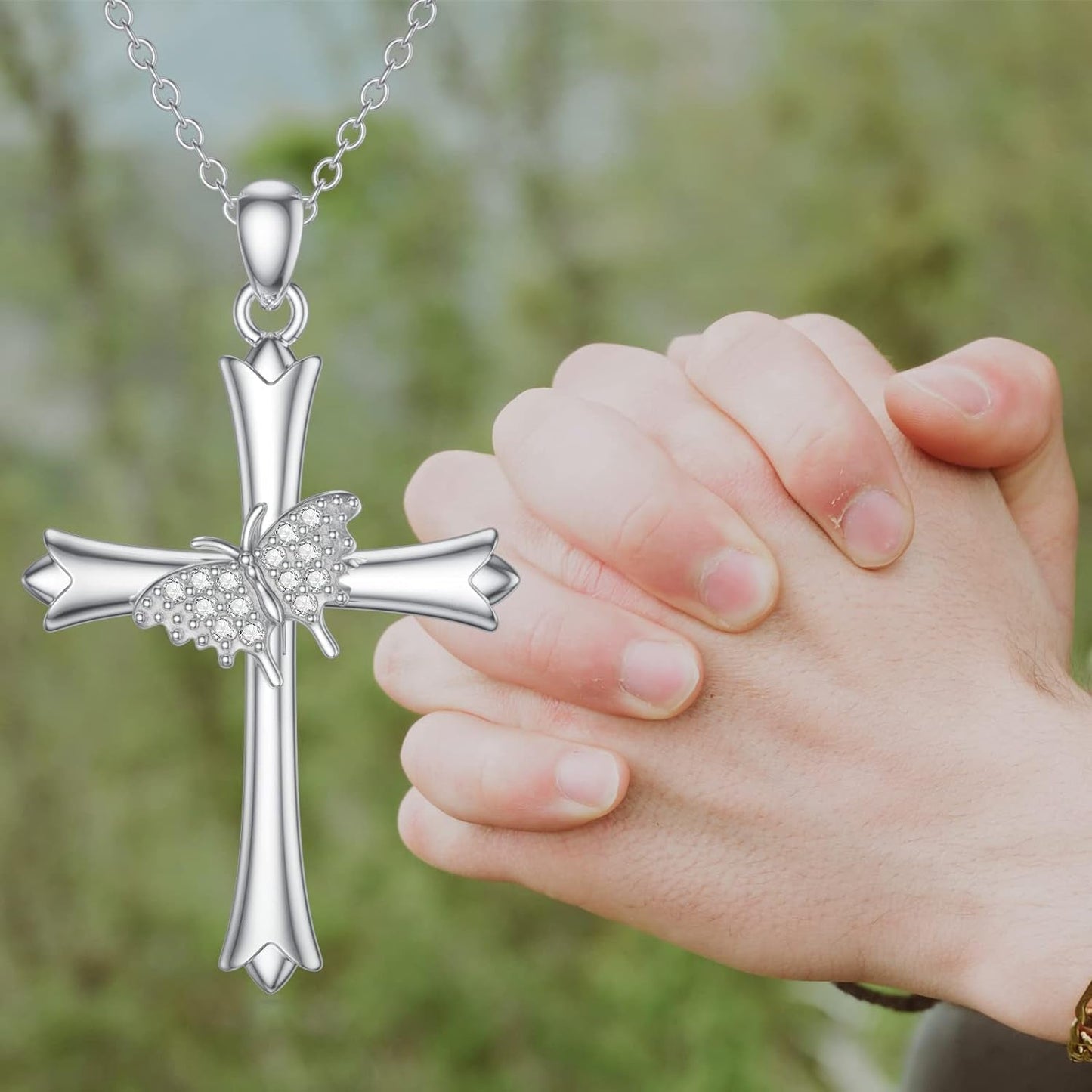 Diamond Cross Necklace for Women 925 Sterling Silver D Color Diamonds Cross Pendant Religious Jewelry Gifts for Birthday Christmas Mother'S Day