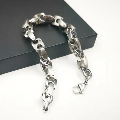 Men's Bangle 316L Stainless Steel  Silver Solid  large Chunky Curb Cuban Link Chain Bracelet Gifts for Men Boys 9mm 8.5 inch Heavy