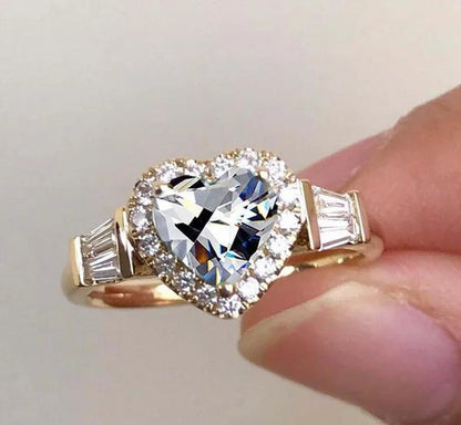 YOHAPP Woman Fashion Gemstone Jewelry Exquisite Natural White Sapphire Ruby Emerald Birthstone Princess Proposal Engagement Ring Anniversary Party Romantic Bride Wedding Luxury Jewelry Ring Size 5-11