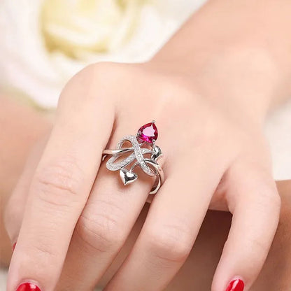 Wedding Ruby & White Topaz 100% S925 Sterling Gemstone Silver Rings Size 6 7 8 9