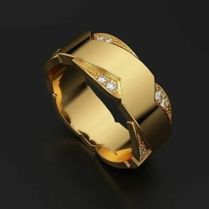 Elegant Dazzling Fashion Jewelry Classic Business Men's 18K Solid Gold Ring White Sapphire Diamond Ring European and American Business Men's Engagement Wedding Ring Anniversary Gift Birthday Banquet Luxury Jewelry Size US5-13