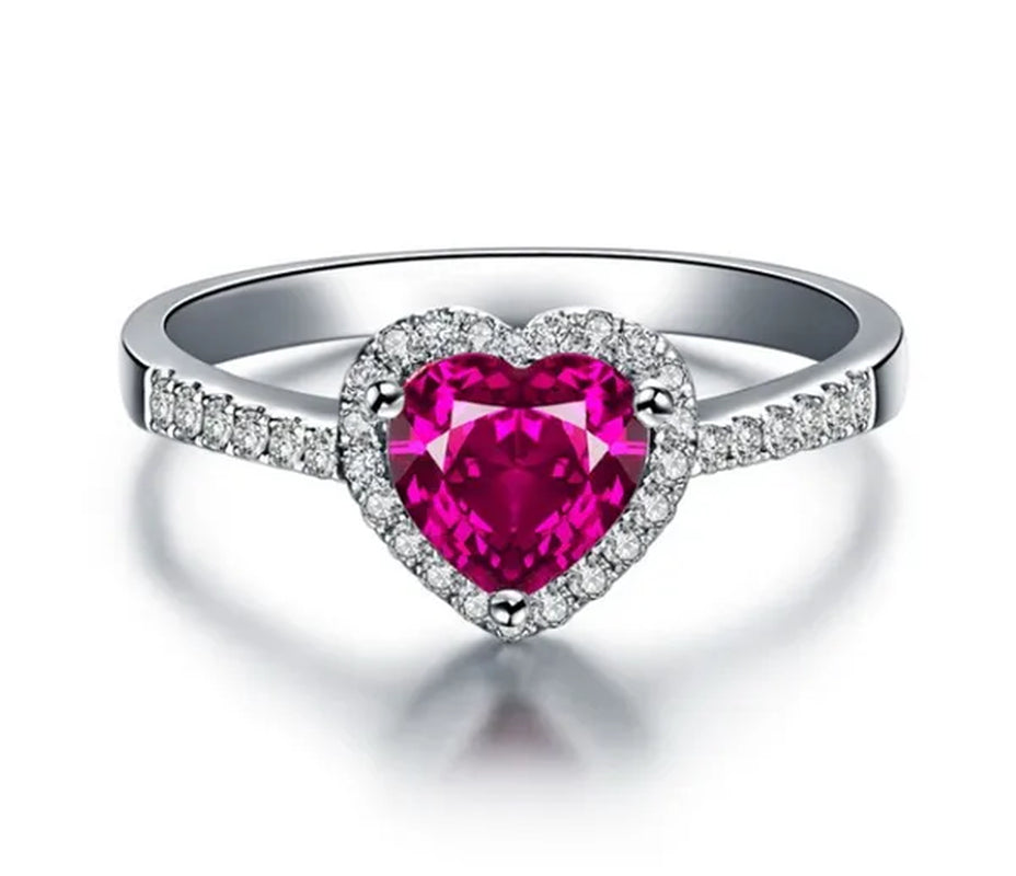 Jewelry  Silver Gem Ruby Wedding Bride Birthstone Engagement Ring Gift