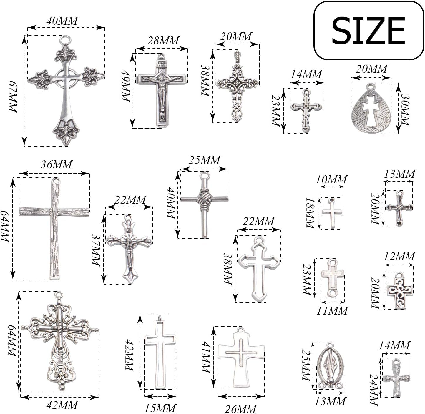 Mixed Jesus Christ Cross Crucifix Dangle Pendant