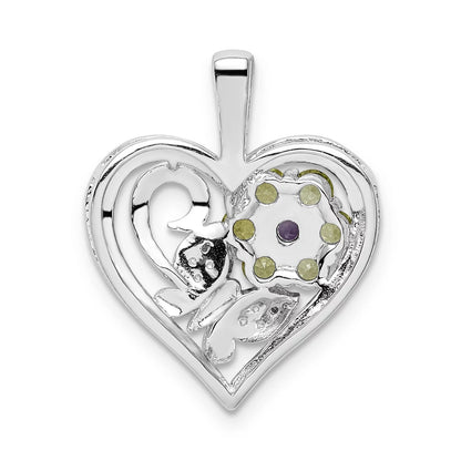 Sterling Silver Amethyst & Peridot Diamond Pendant. Gem Wt- 0.51Ct