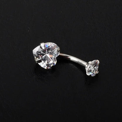 Trendy 925 Sterling Silver Heart Diamond Drop Belly Button Rings Women Belly Body Piercing Button Navel Ring Jewerly