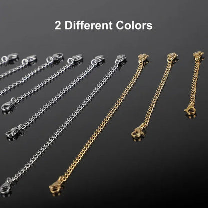 Necklace Extenders, Stainless Steel Necklace Bracelet Extender Chain Set, Anklet Extension Chains with Double Lobster Clasps and Closures for Jewelry Making, Fine Chain (Silver and Golden), 12Pcs