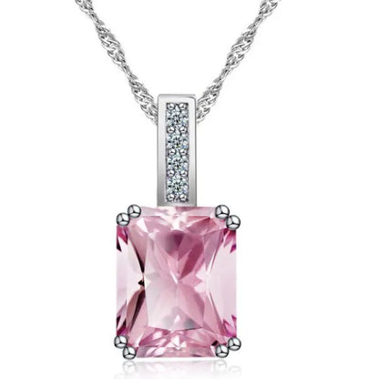 woman fashion Jewellery Simplicity Elegant Sapphire/Amethyst/Pink Necklace  Silver Banquet engagement  Jewellery Necklace
