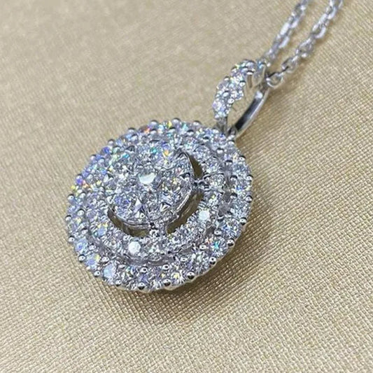 Trendy 925 Silver Micro Inlay Bright Diamond Necklace for Women Engagement Party Jewelry Daily Casual Accessories