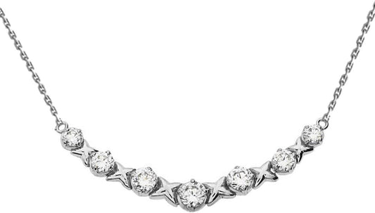 Dazzling 14K White Gold Diamond XOXO Pendant Necklace