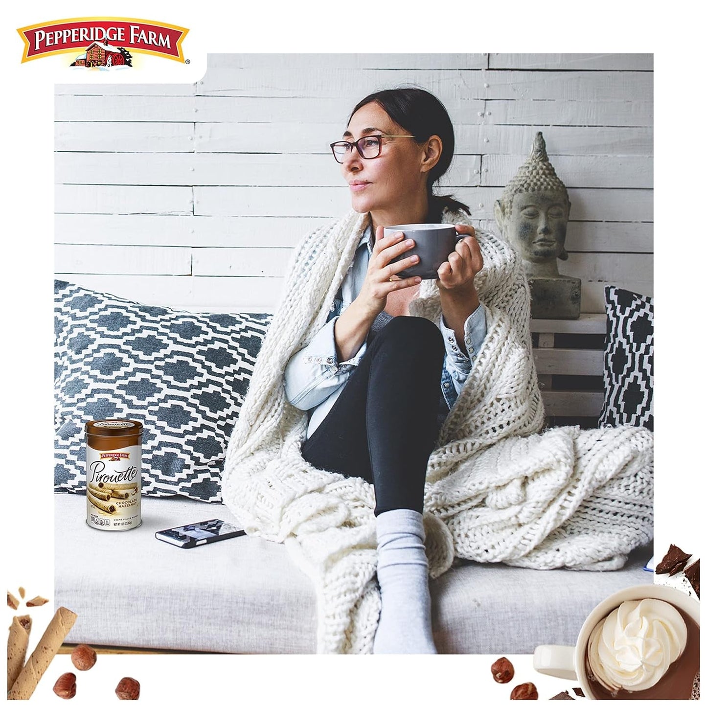 Pirouette Cookies, Chocolate Hazelnut Créme Filled Wafers, 13.5 Oz Tin