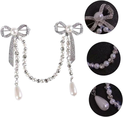 Brooch Pin for Women Elegant Lady Pin Brooch Pearl and Diamond Tassel Brooch Chain Accessory for Dresses Coats and Shawls