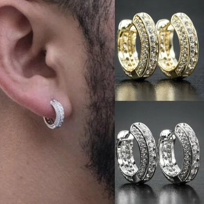 Mens Earrings Jewelry Trendy Silver Plated & Gold Earring Men Women Micro Pave Lab Diamond Hoop Earring Daily Casual Party Gold Earrings Silver Earrings