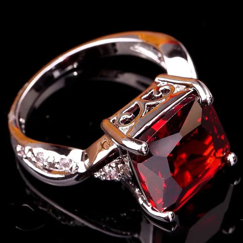 Jewelry Fashion Engagement Red Ruby Rings Gifts