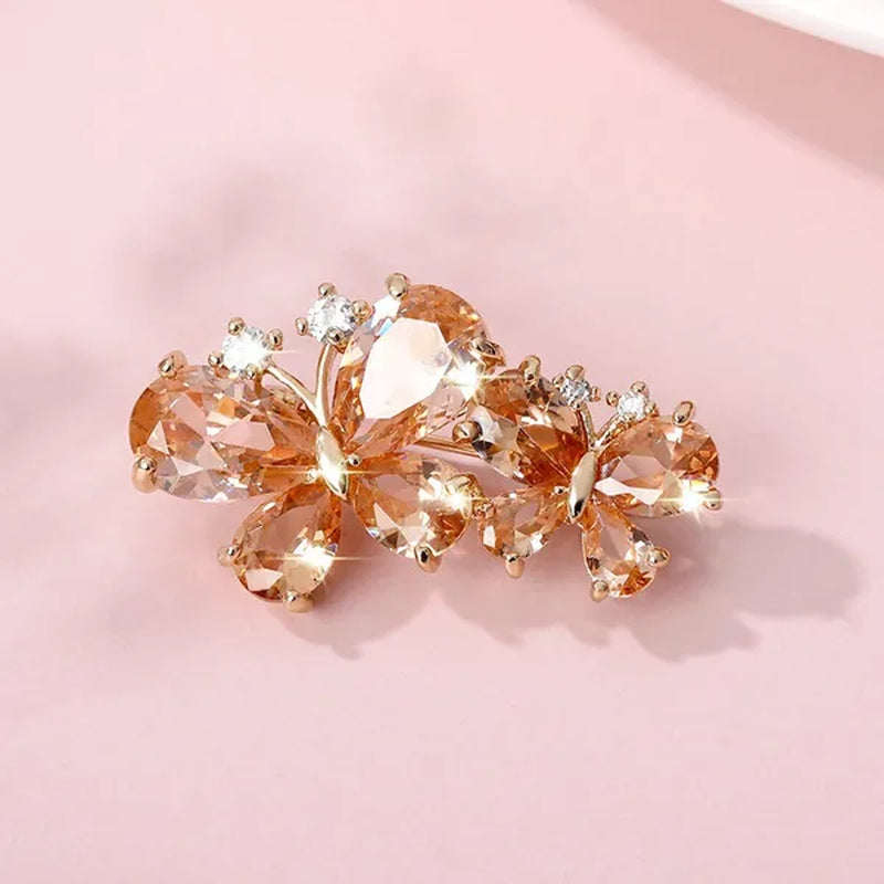 7 colors New Rhinestone Brooches for Women Butterfly Brooch Wedding Fashion Jewelry Gift Women Cute Zinc Crystal Butterfly Enamel Pin Accessories Arrow