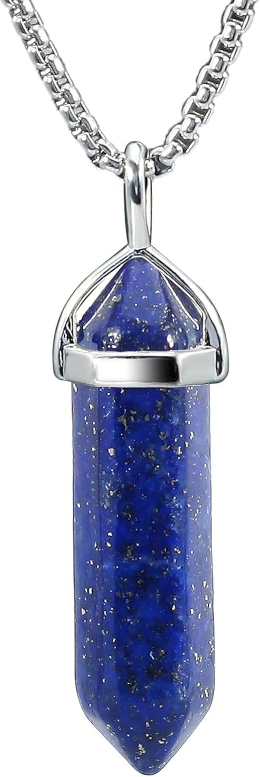 Crystal Necklaces for Women Crystal Pendant Gemstone Necklace for Spiritual Energy Healing Hexagonal Pendant Divination for Men (18 Inches Stainless Chain)