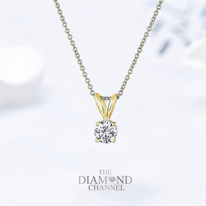 NATURAL Diamond 4-Prong Pendant Necklace with 16”+2” Extender - 14K Gold Diamond Pendant - Fine Jewelry for Women