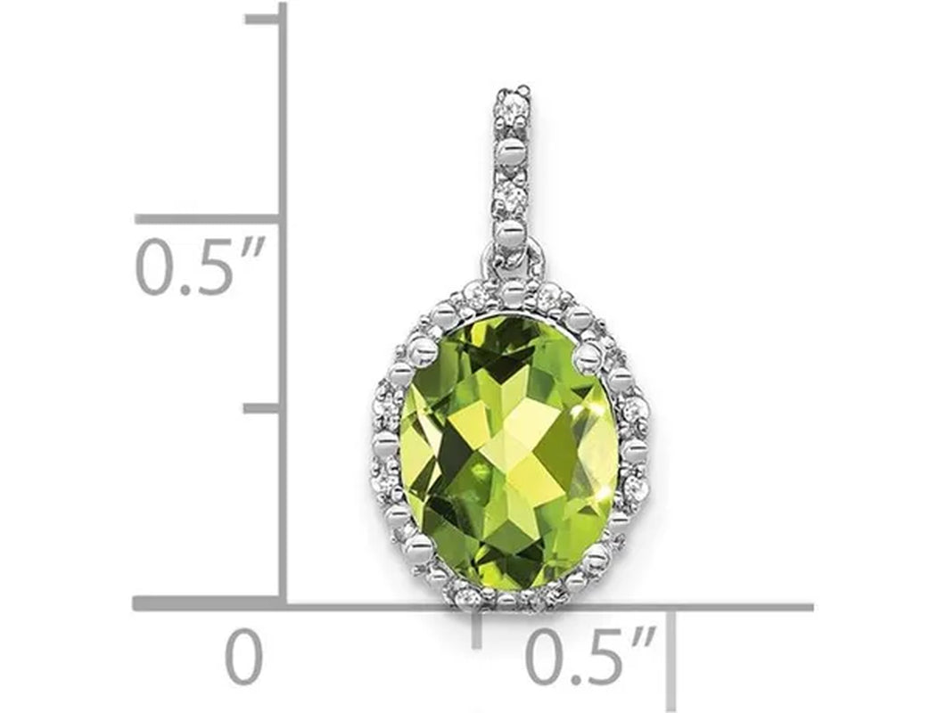 2.70 Carat (Ctw) Natural Peridot Drop Pendant Necklace in 14K White Gold with Chain