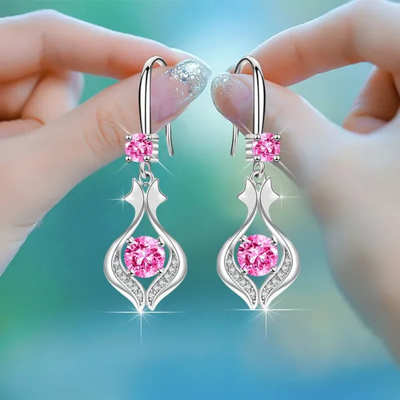 Fashion Silver Earrings Ladies Temperament Earrings Water Drop Long Earrings Engagement Earrings Diamond Earrings