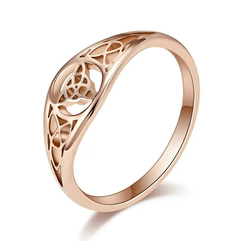 Women Men Viking Celtic Triquetera Knot Ring Titanium Stainless Steel Hollow Out Eternity Eternal Irish Celtic Knot Rings Engagement & Wedding Band US Size 6-11 Silver / Black / Rose Gold