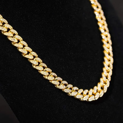 Women Mens Cuban Link Chain Gold Silver Bling Miami Cuban Necklace Diamond Chain for Men Iced-Out Hip Hop Jewelry
