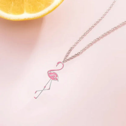 Romantic Elegant Engagement Wedding Linkchain Animal Shape Flamingo Pendant Necklace