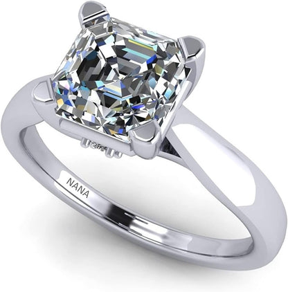 1To4Ct Simulated Diamond Engagement Ring Round-Princess-Cushion-Asscher Solitaire Lucita Cz & Silver