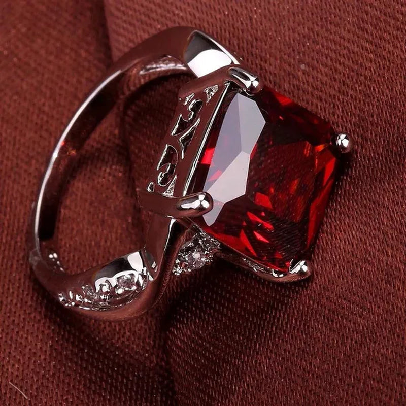 Jewelry Fashion Engagement Red Ruby Rings Gifts