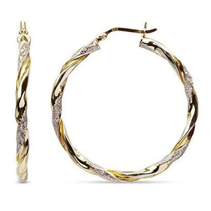 Luxury 14K Solid Gold Hoop Earrings Spiral Circle Earrings Simple Earrings Big Circle Gold Color Loop Earrings for Women