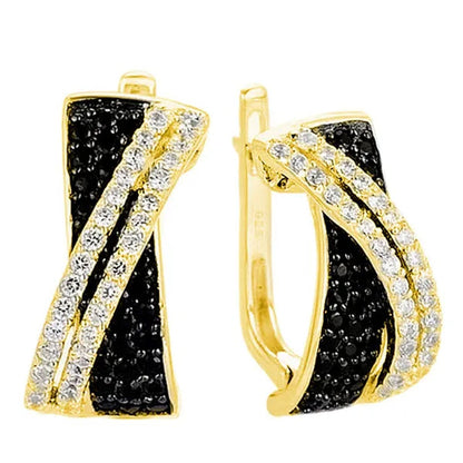 Luxury Fashion Women'S Creative Cross Earrings Infinite Diamond Earrings Black and White Diamond Earrings Infinite Cross Earrings Engagement Earrings Women'S Diamond Jewelry Birthday Anniversary Gift Jewelry