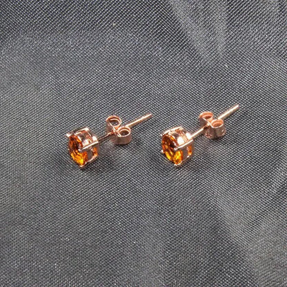 CoLife Jewelry Simple 925 Silver Citrine Stud Earrings for Daily Wear 5mm Natural Citrine Earrings 925 Silver Citrine Jewelry