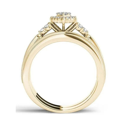 6 Delicate 2-3 Pieces/Set Women's Shiny White Zircon Ring Set Anniversary Christmas Gift Engagement Bride Wedding Jewelry Ring Size 6-10