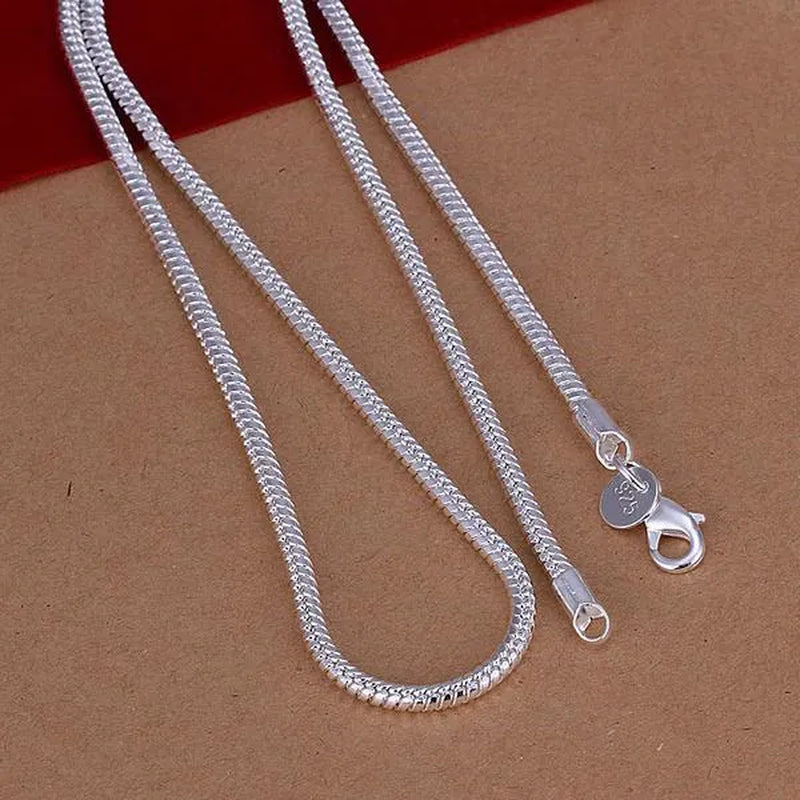 Men Women Snake Chain Necklace 925 Sterling Silver 1MM/2MM/3MM/4MM Thick Silver Necklaces Fashion Wedding Party Exquisite Jewelry(8-30inch)