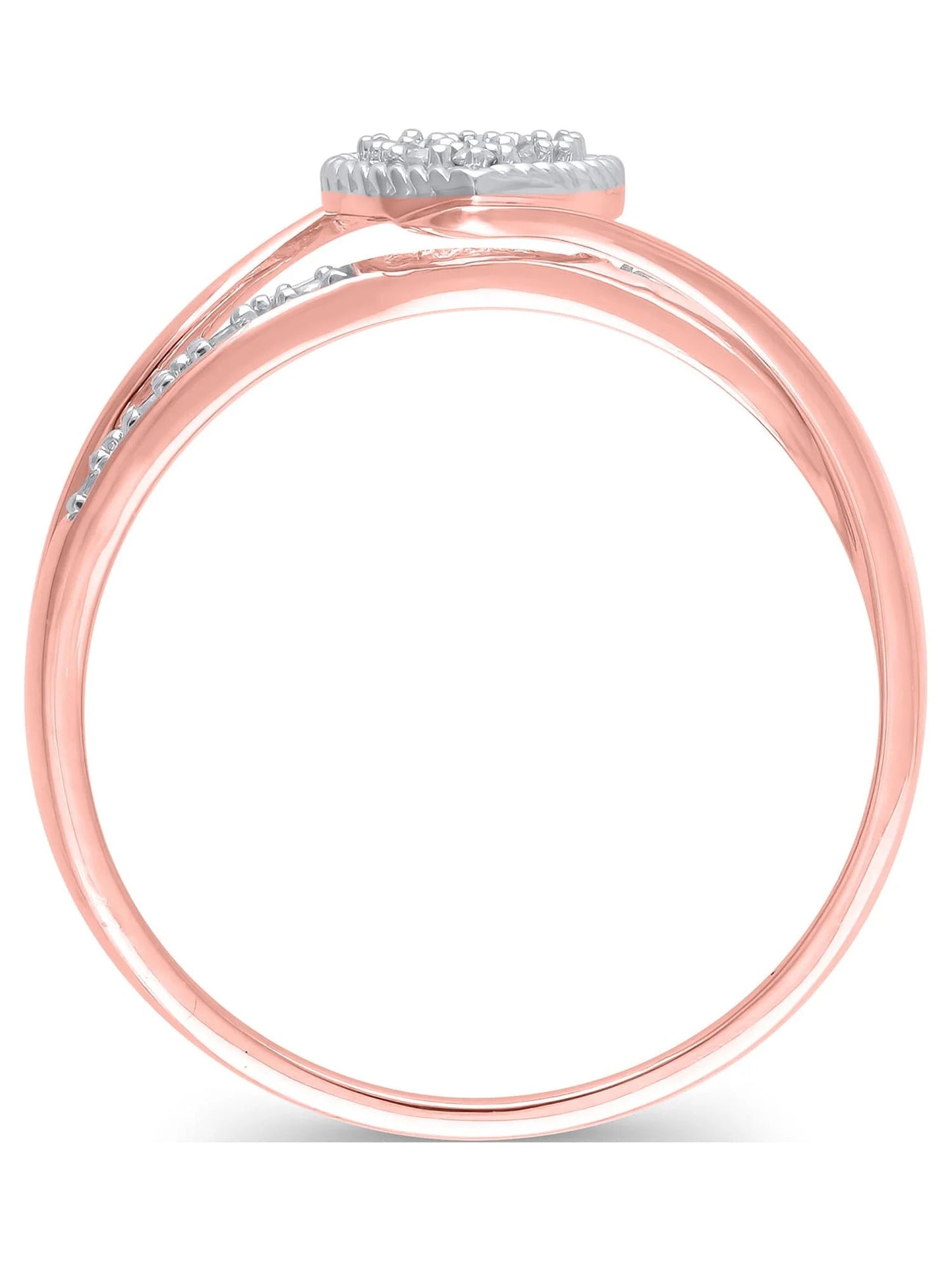 Diamond Accent (I3 Clarity, J-K Color)  Diamond Heart Promise Ring in 10K Pink Gold, Size 4