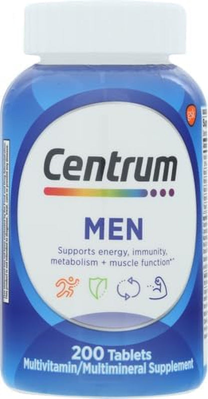Multivitamin for Men, Multivitamin/Multimineral Supplement with Vitamin D3, B Vitamins and Antioxidants, Gluten Free, Non-Gmo Ingredients - 200 Count