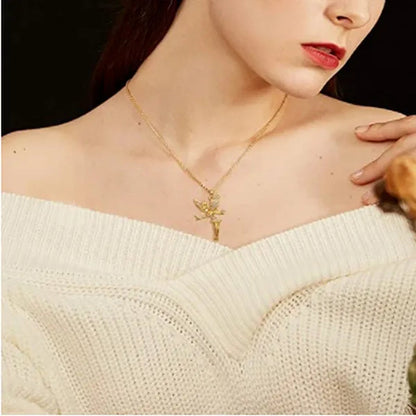 Exquisite Fashion Lovely Dancing Little Angel Pendant  Necklace Women's Zircon Exquisite Necklace Cartoon Jewelry Accessories Birthday Party Anniversary Gift