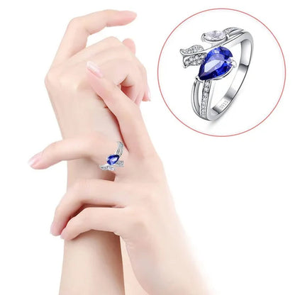 6*9Mm Pear Cut Sapphire & Ruby 925 Sterling Silver Jewelry Vintage Wedding Engagement Ring Christmas Gift Bride Engagement Anniversary Ring Size 6-10