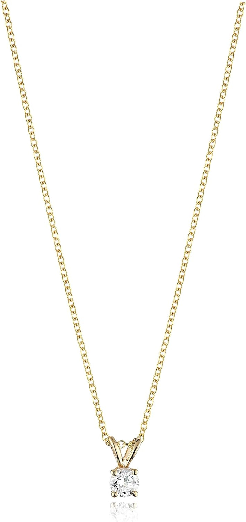 14K Gold Adjustable Prong Set Round-Cut Diamond Pendant