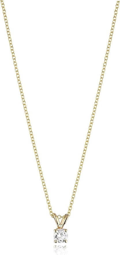 14K Gold Adjustable Prong Set Round-Cut Diamond Pendant