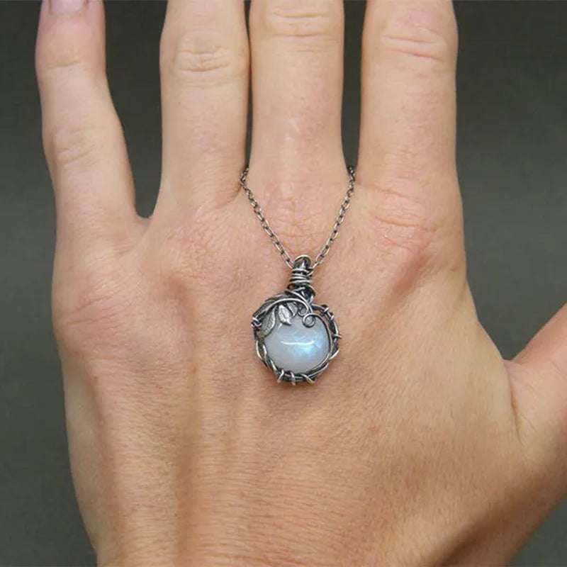 Vintage Opal Necklace Silver Plated Leaf Moonstone Necklace Wedding Engagement Anniversary Party Jewelry Gift