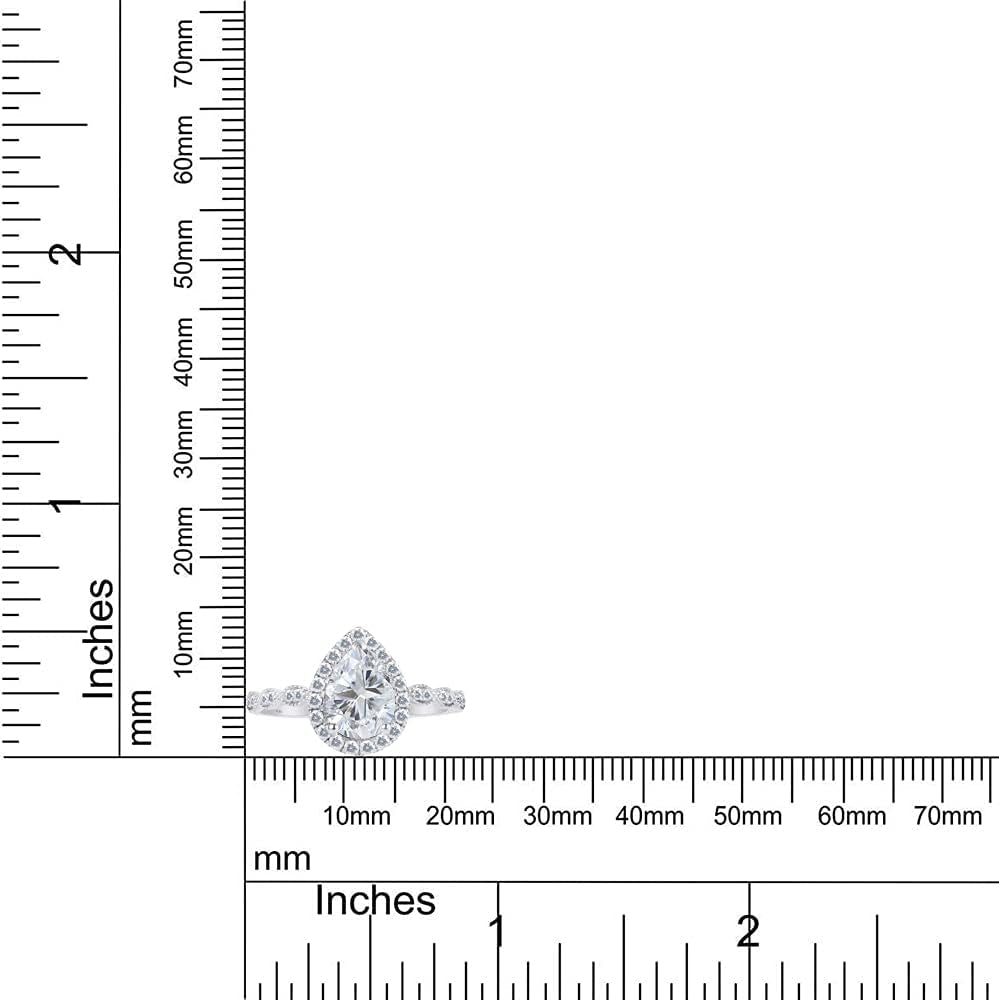925 Sterling Silver Teardrop Infinity Design, Center 12X8MM (2.75 Ct) Pear Cut Moissanite Lab Created Diamond Engagement Promise Ring Jewelry for Women Gifts for Her (3.25 Ct)