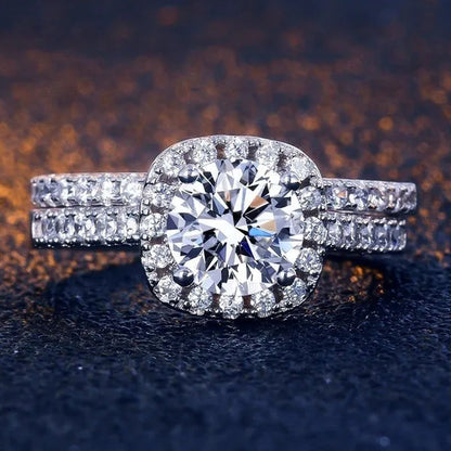 Exquisite Silver Plated Round Cut White Sapphire Diamond Promise Rings Courtship Jewelry Engagement Accessories