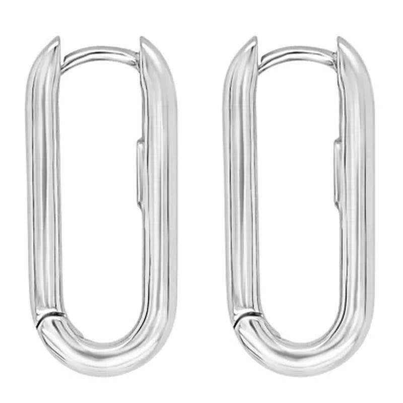 Italian Sterling Silver High Polish Paperclip Hoop Earrings