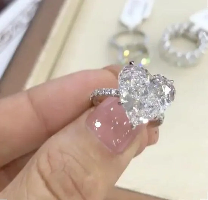 Dazzling Bride Engagement Wedding Ring Shiny Heart Shape  Ring Valentine's Day Gift Princess Party Jewelry Size 5 6 7 8 9 10 11